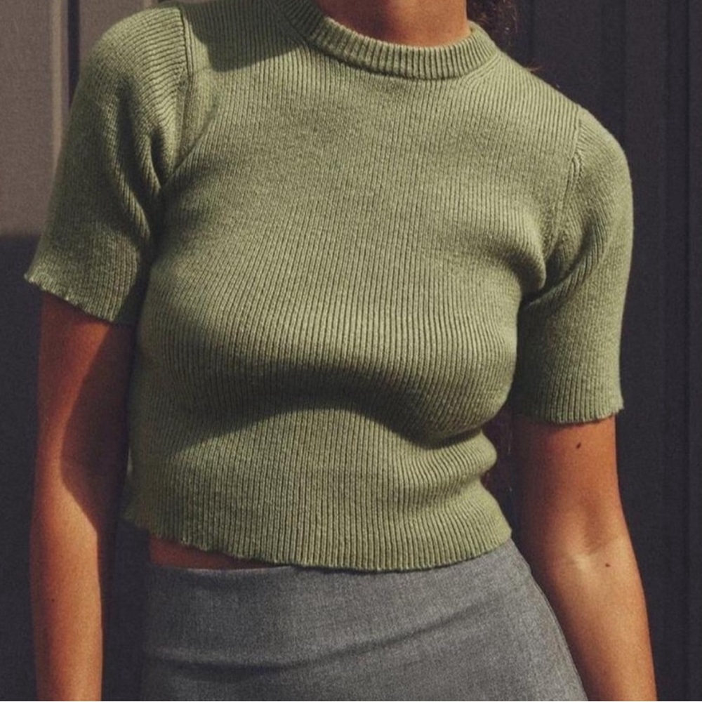 Zara Sweater Top, M, Olive/Green